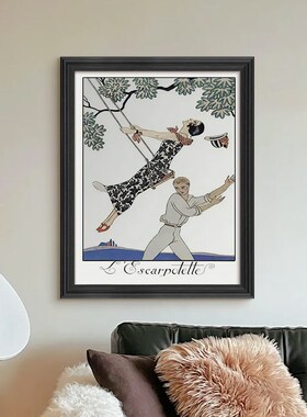 法式小众艺术玄关柜装饰画美式复古卧室化妆台挂画客厅背景墙壁画