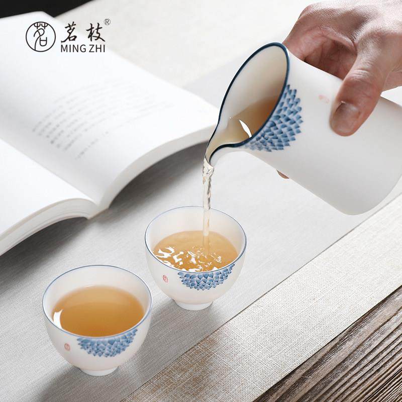 茗枝白瓷茶杯主人杯单杯手绘青花品茗杯素烧羊脂玉功夫茶具小茶碗,淘宝优惠券,粉丝福利购,淘宝优惠卷