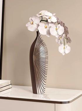 轻奢高级感壁龛花瓶玄关高摆件带仿真绿植客厅电视柜摆设落地装饰