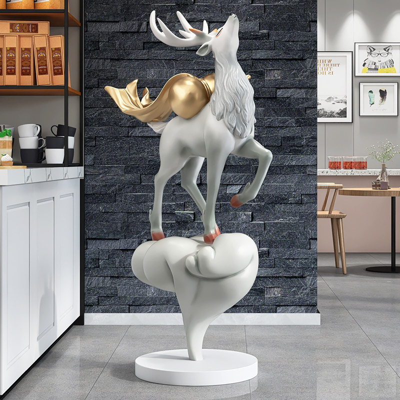 新中式麋鹿大型落地摆件客厅电视柜沙发旁门店雕塑开业乔迁礼物,淘宝优惠券,粉丝福利购,淘宝优惠卷