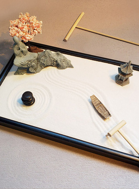 实木盘子日式枯沙盘托盘微景观底盘L沙池凹槽圆盘禅意摆件