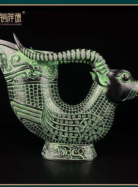 青铜器古牛头杯牛角杯 十二生肖牛摆件牛樽酒樽帝王杯古代酒杯