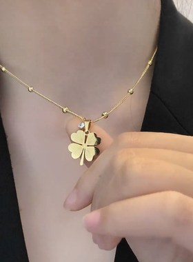 轻奢小众镶钻金色花朵项链设计感小众女锁骨链简约百搭颈链配饰潮