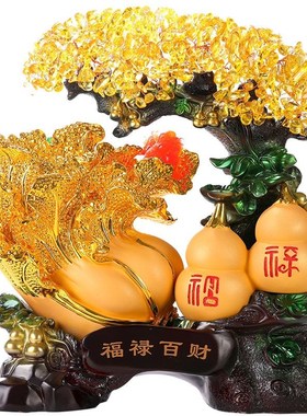招财玉白菜葫芦发财摇钱树摆件办公室客厅装饰工艺品店铺开业礼品