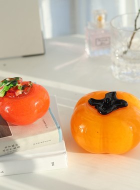 意器琉璃摆件柿子水果家居儿童房样板间客厅玄关书房桌面装饰软装