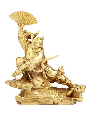 纯黄铜钟馗家居摆件 捉鬼天师赐福驱魔新中式家居桌面纯手工摆设