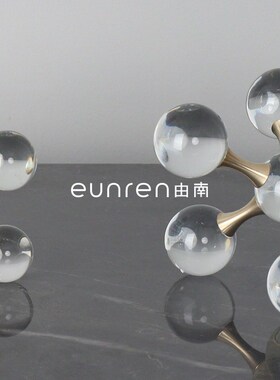 现代轻奢水晶摆件创意几s何多分子软装饰品家居样板房间售楼处摆