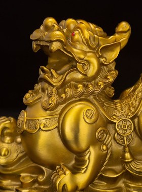 纯黄铜纳福招财开过貔貅光的摆件一对镇辟宅邪客厅办公桌装饰店铺