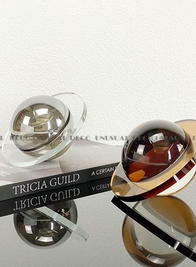 现代简约欧式轻奢水晶星球摆w件书镇创意地球仪摆设样板房软装饰