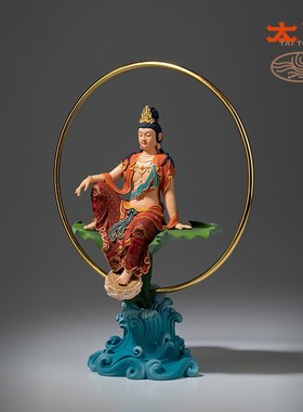 太铜 铜摆件《自在观音》家居饰品I礼品 桌面客厅办公室摆件