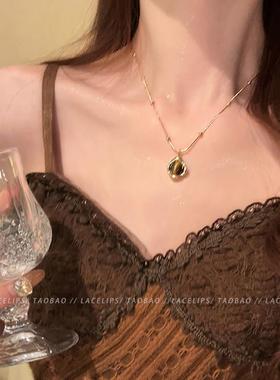 美拉德风~项炼女虎眼石吊坠串珠毛衣炼颈炼2025新款小众叠戴配饰