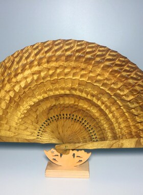 金丝楠苏扇小叶桢楠水波纹扇子枯木老料红木实木龙U胆水波工艺摆