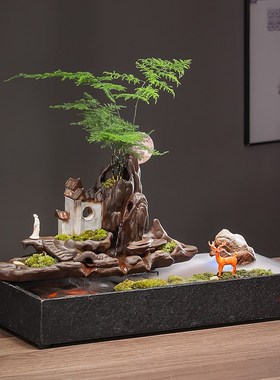 流水摆件循环风水球创意中式招财陶瓷喷泉水系造景办公室桌面摆设