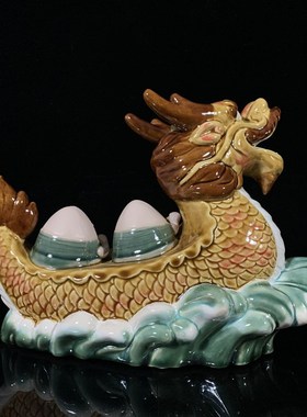 石湾陶瓷端午龙舟摆件文s创中式客厅电视柜摆设工艺品乔迁开业礼