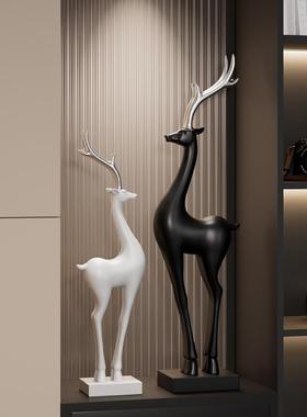 招财鹿进门玄关装饰摆件轻奢高档简约现代客厅工艺品乔迁新居礼物
