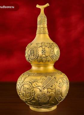 铜葫芦摆件纯黄铜八卦葫芦招财镇宅开口开盖空心客厅办公室装饰