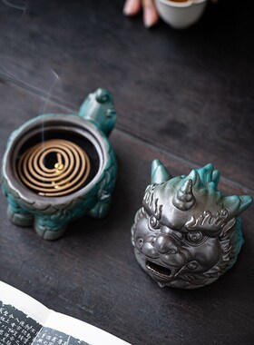 龙龟陶瓷盘香炉禅意茶桌装饰熏香摆件家用室内檀香沉香香薰炉中式