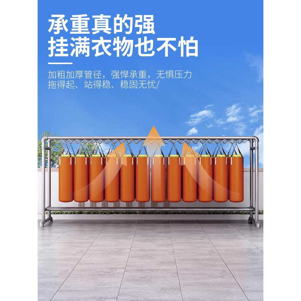 镀锌钢管晾衣架落地阳台家用室内户外挂衣架双杆防风晒被子凉衣服 - 图0