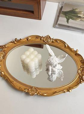 ChubbyCat法式复古玻璃镜面托盘ins风装饰摆件首饰展示镜子收纳盘