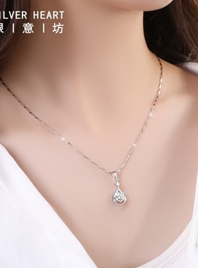 999纯银项链女2024新款爆款莫桑石吊坠锁骨链轻奢小众送女友礼物