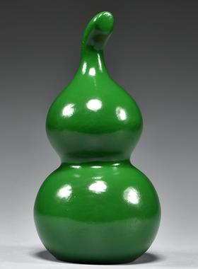 绿色木质雕刻葫芦摆件木葫芦家居客厅店铺装饰工艺品新居乔迁送礼