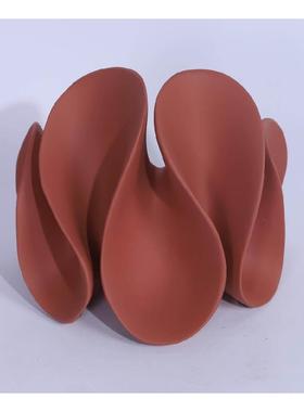 现代简约棕红色几何花瓣抽象摆件书样板房售楼处软装饰品摆设灯笼