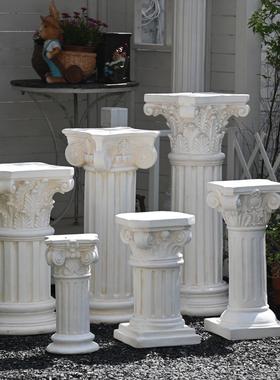 罗马柱摆件大花盆复古做旧底座托盘花园路引庭院装饰婚庆布置景观