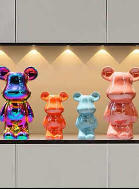 一家四口三口摆件家居饰品电视柜酒柜装饰轻奢高档客厅玄关暴力熊