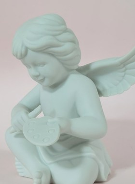 孤品!尖货!贵牌~大号天使提灯天使绘画天使高温陶瓷摆件收藏