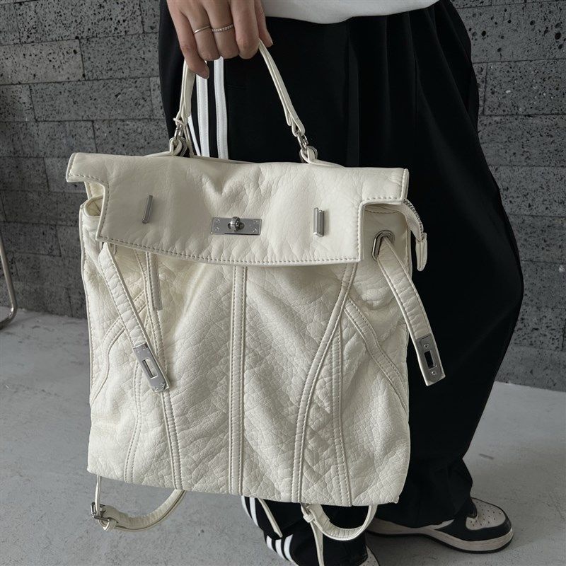 小众设计2025新款凯莉双肩背包软皮锁扣真皮手提斜挎包通勤电脑包,淘宝优惠券,粉丝福利购,淘宝优惠卷