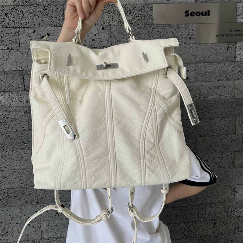 小众设计2025新款凯莉双肩背包软皮锁扣真皮手提斜挎包通勤电脑包,淘宝优惠券,粉丝福利购,淘宝优惠卷