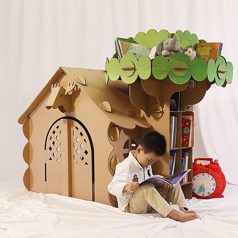幼儿园拼装玩具纸板房树屋儿童手工玩具纸箱立体拼图DIY蘑菇小屋,淘宝优惠券,粉丝福利购,淘宝优惠卷