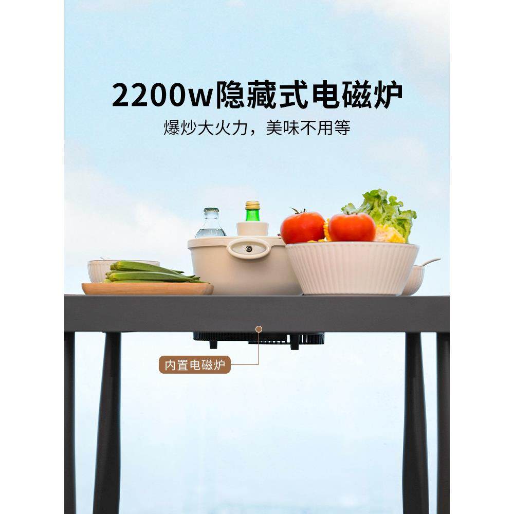 紫叶阳台轻烟岩板餐桌小户型家用饭桌简约电磁炉多功能小桌椅组合,淘宝优惠券,粉丝福利购,淘宝优惠卷