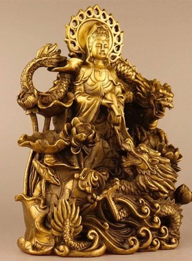 铜观世音佛像摆件净瓶柳枝观音御龙观音娘娘居家供养南海观音菩萨