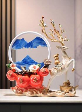 长辈送礼中老年人喜欢中式款式麋鹿摆件客厅摆设父母叔伯礼物礼品