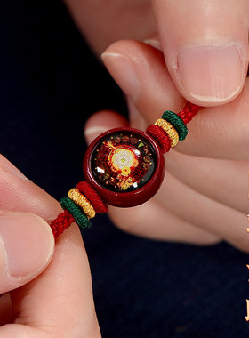 佛缘汇手工编织朱砂手串天然本命年男礼物红饰品朱砂手链带锁扣