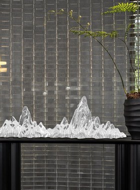 透明树脂b假山摆件酒店大堂售楼处会所玄关创意装饰工艺品山型雕