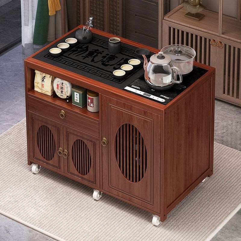 移动家用茶桌茶台茶车p水壶一体客厅沙发茶几非实木茶水柜茶具套 - 图1