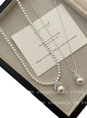 时尚简约正圆强光珍珠项链女高级感小众设计气质百搭网红锁骨链