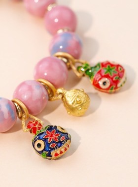 雍和粉蓝陶瓷手链2023手串吞金兽宝宝手链文玩手饰品生日礼物
