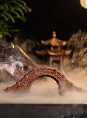 陶瓷真小桥拱桥古桥模型假山微景观盆景装饰鱼缸造景流水摆件