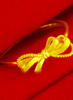 黄金戒指9999足金女款活口蝴蝶结专柜纯金食指环年轻人素金子