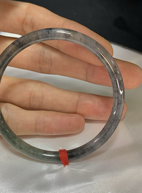 55圆条冰乌鸡翡翠手镯国风系列水墨丹青天然缅甸翡翠冰种飘花玉镯