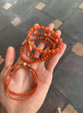 天然南红手链女款单圈红色手串饰品送女友闺蜜生日礼物九离紫火
