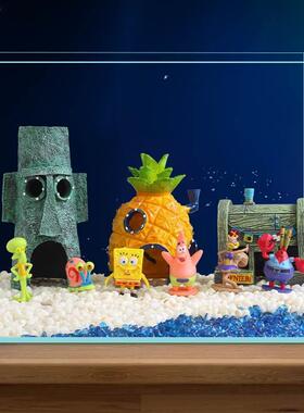 宝宝公仔菠萝屋海绵造景卡通鱼缸鱼虾躲避屋装饰树脂鱼缸造景摆件