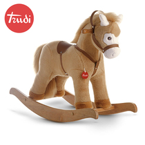 Italian Trudi Trojan Horse Rocking Chair Baby Solid Wood Rocking Horse Little Carousel Plush Toy Birthday Gift Doll