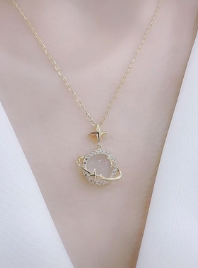 2022年新款潮星月神话猫眼石项链女高级感设计简约时尚锁骨链吊坠