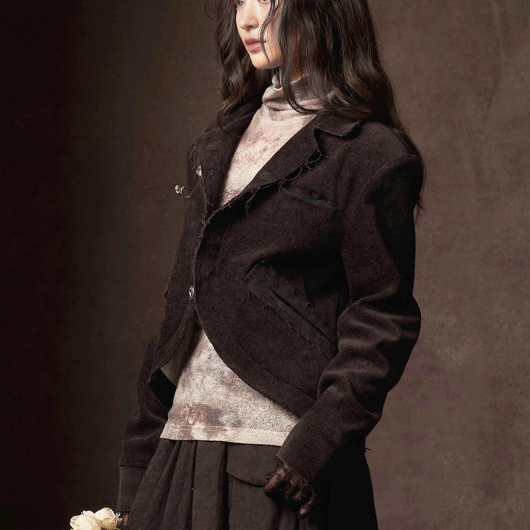 TAM TUAS 伯爵 雕花绒面破坏设计感西装外穿外套《伊索尔的旧梦》 - 图0