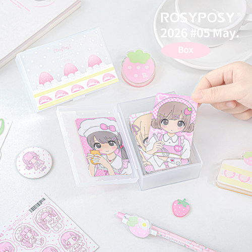「美萌！草莓蛋糕切片」Rosyposy柔设收纳盒笔盒pp文具盒小卡手帐 - 图3