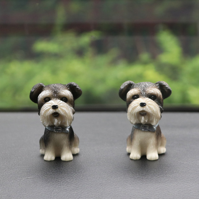 Mini Schnauzer car ornament desktop healing doll model simulation cute creative puppy decoration
